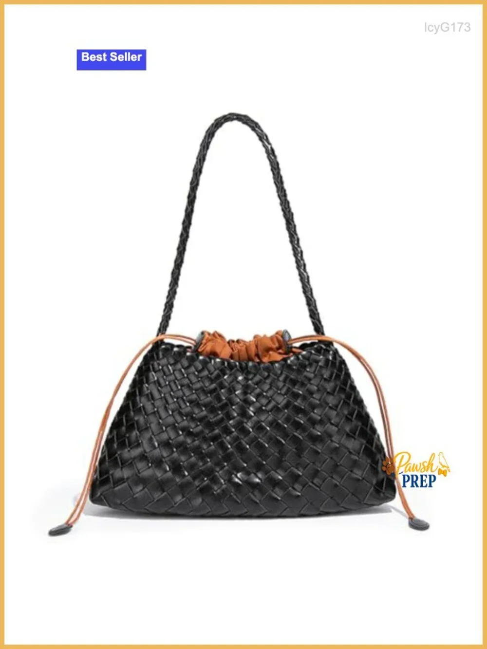 Woven Vegan Leather Shoulder Tote Hobo Bag Handwoven Purse